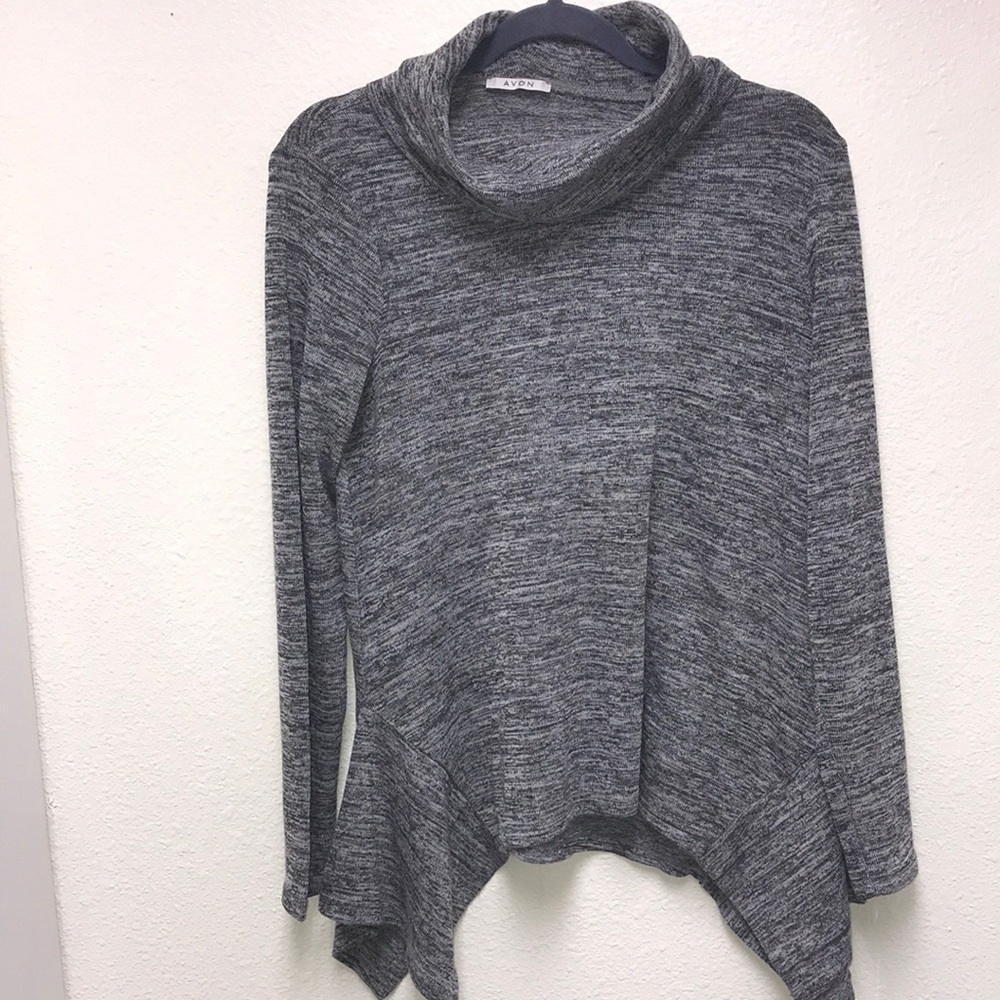 Avon Gray Cowl Neck Flare Bottom Sweater Small Women’s Oversized